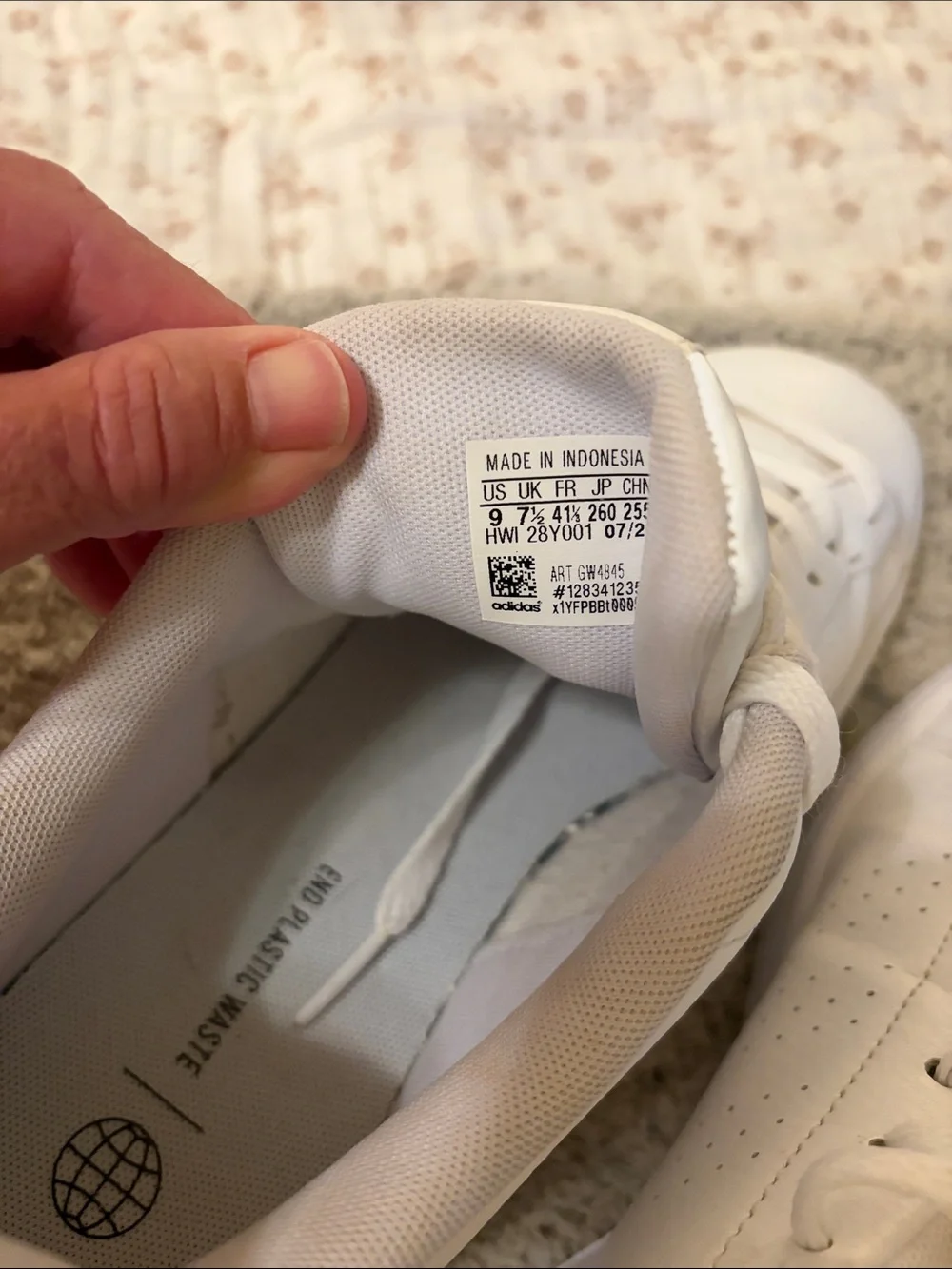 adidas White Leather Low-Top Sneakers with Gold Logo Accents